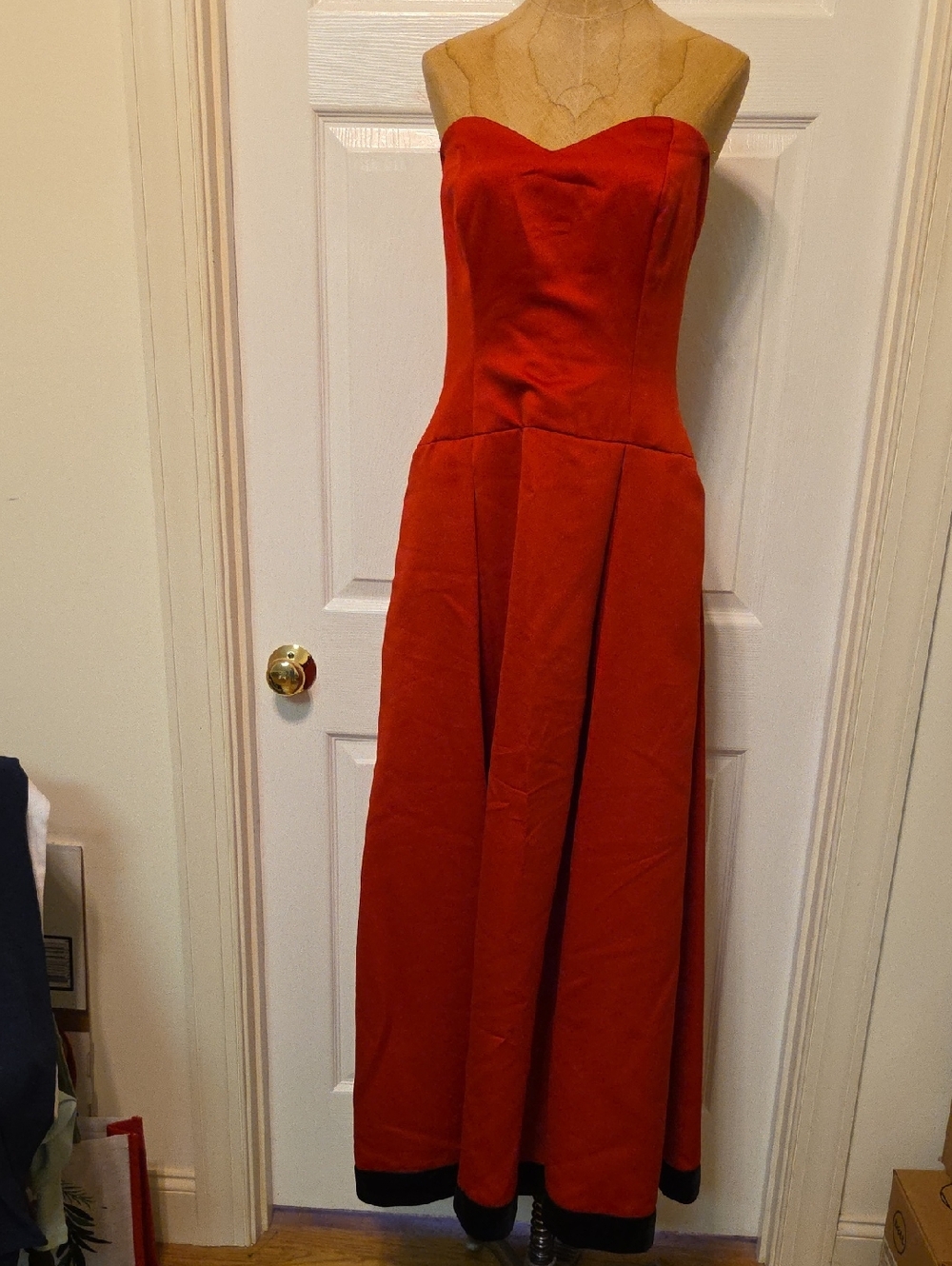Strapless Red Evening Gown